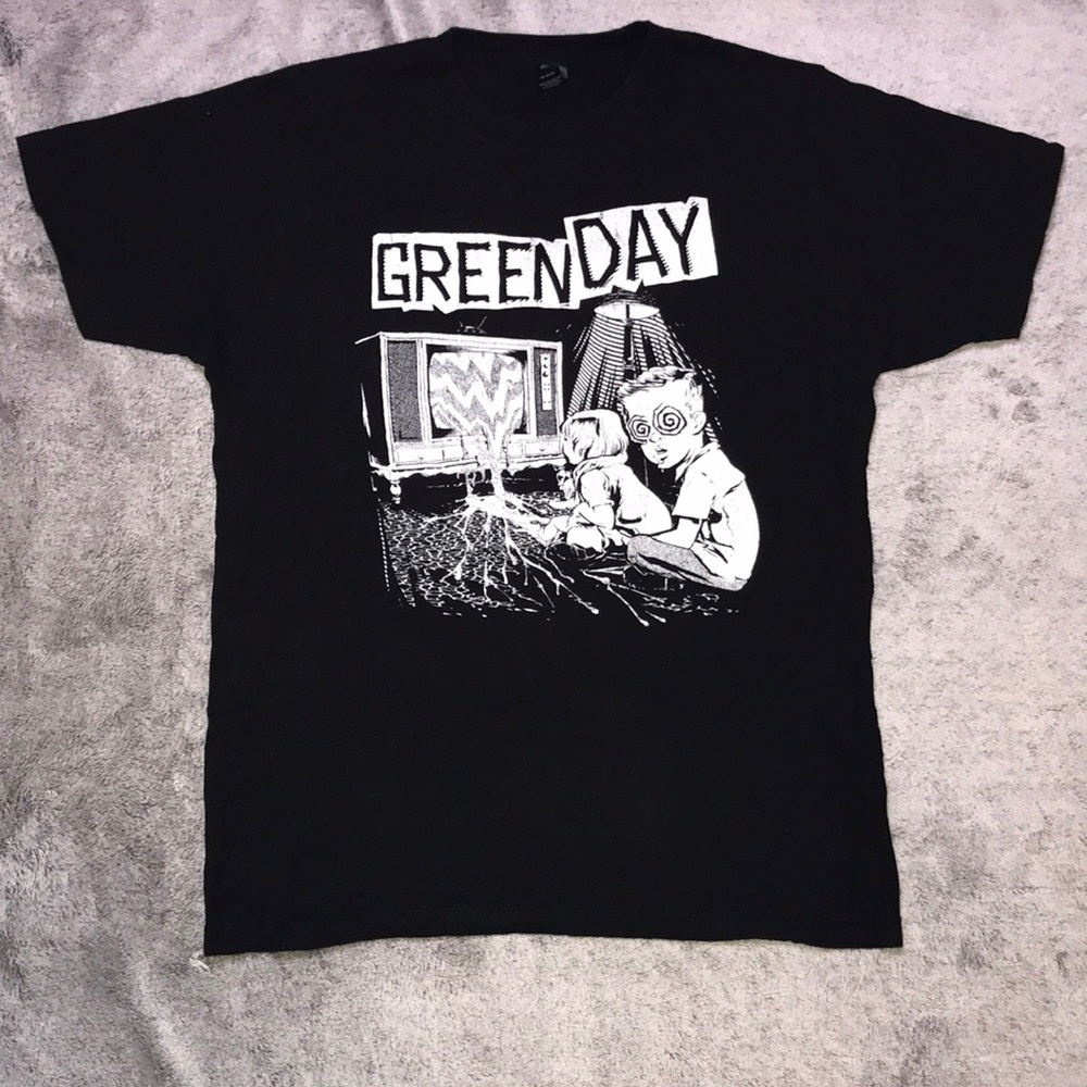 Hot Topic Black Green Day Graphic Tee with White Print
